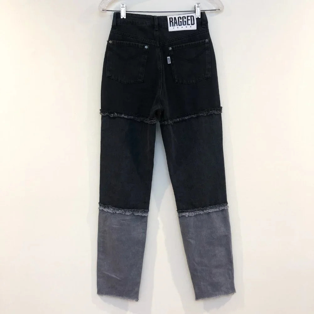 NEW The Ragged Priest 100% Cotton 3 Panel Ombre Mom Fray Denim Jeans - Picture 8 of 9